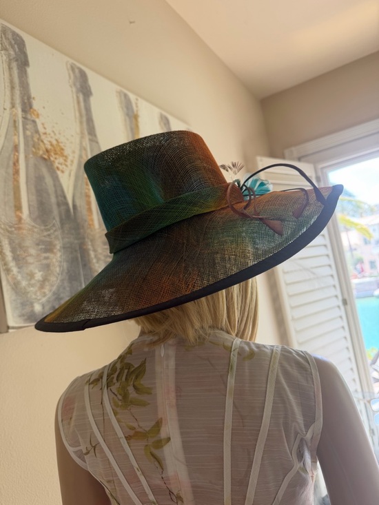 Nordstrom Multicolor Wide-Brim Sun Hat with Turquoise Feather main image 7